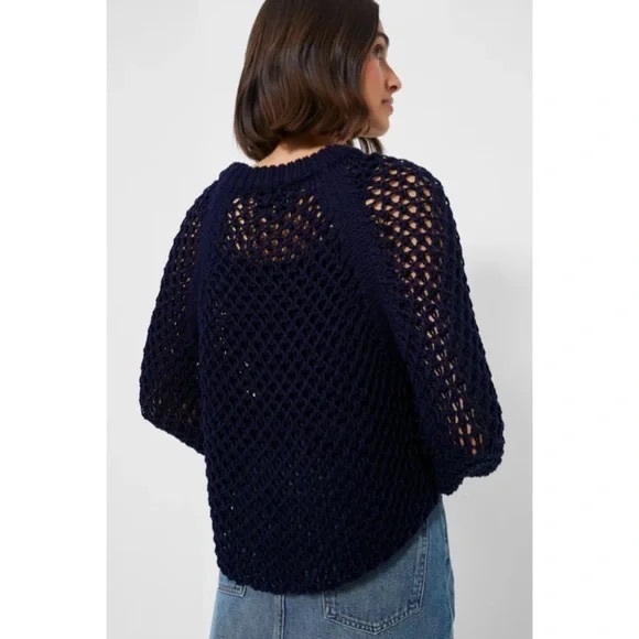 Tuckernuck Navy Blue Crochet Knit Jules Sweater | L - Picture 4 of 8